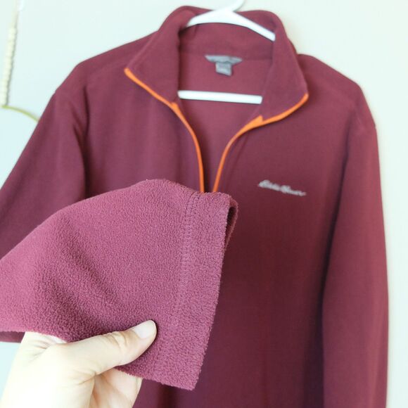 Eddie Bauer Maroon Fleece 1/4 Zip Pullover Sweater Size Large - Picture 5 of 10